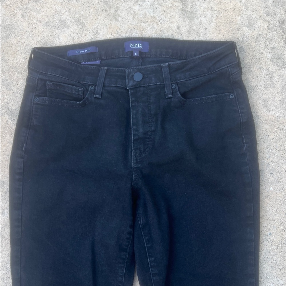 NYDJ Women's Sheri Slim Mid Rise Stretch Black Jeans Size 8 - Picture 3 of 9
